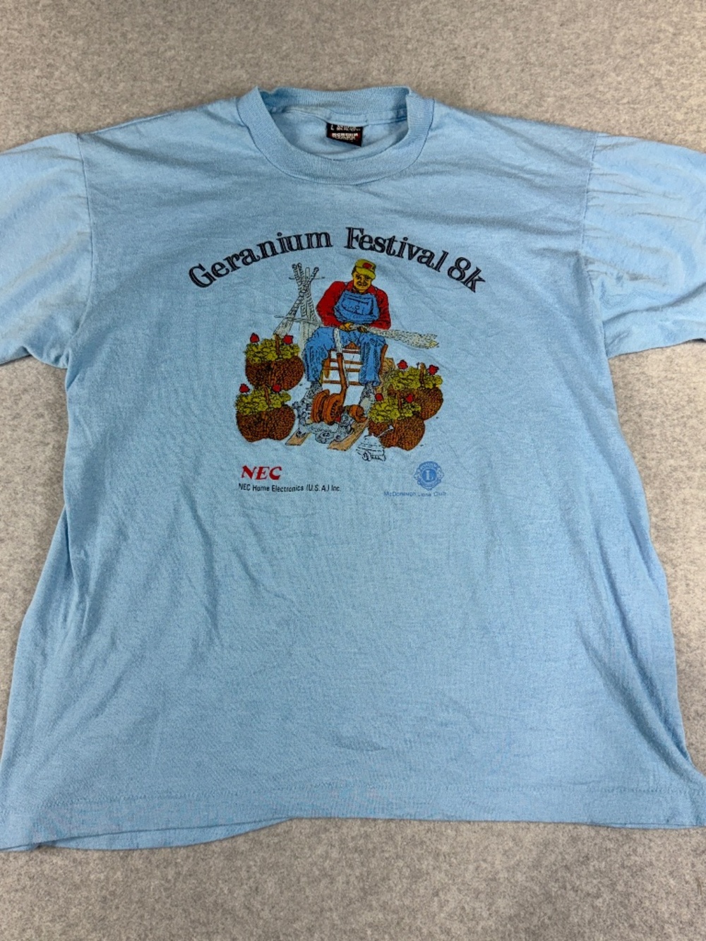 Vintage 80s Geranium Festival 8k T Shirt Mens L Single Stitch USA Screen Stars